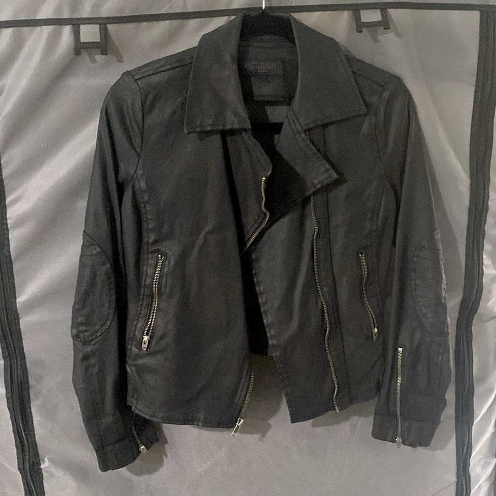 James Jeans black coated denim moto jacket